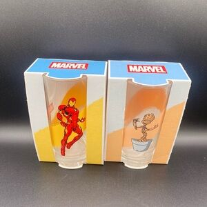 NEW Set of 2 Marvel Collectible Glasses Iron Man & Guardians Galaxy Groot 290ml
